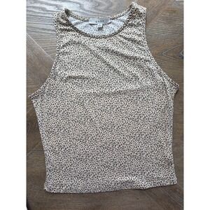 Gaze Animal Print Sleeveless Tank Top Black Tan‎ Small